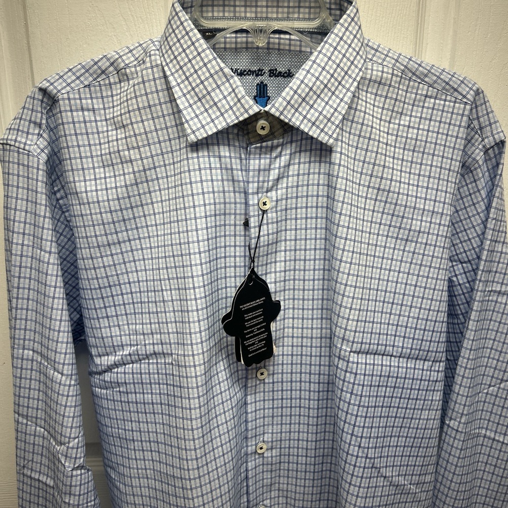 Men's Blue Checkered Casual Button-Down Shirt
